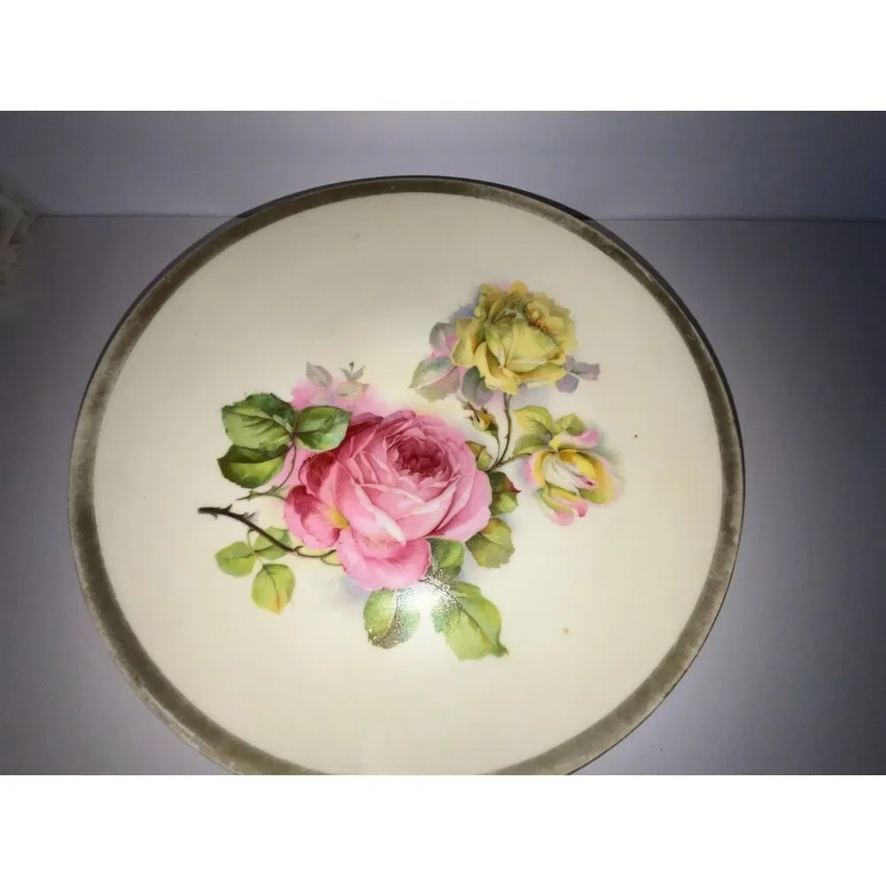 Beautiful Shabby Chic plate; gorgeous roses J S V Germany